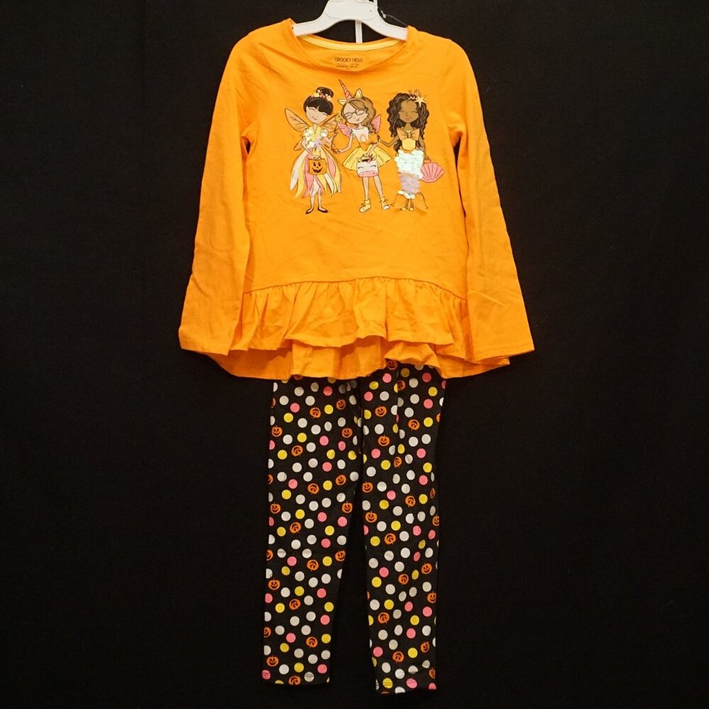 Spooky Night 3 Piece Set Halloween Multi-Cultural Trick or Treaters Girls Sz 7/8
